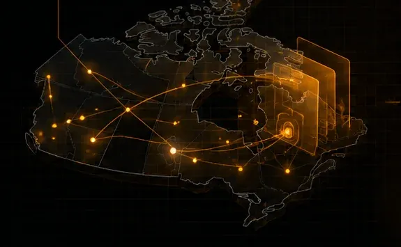 Canadian target accounts drawn as a lit network map